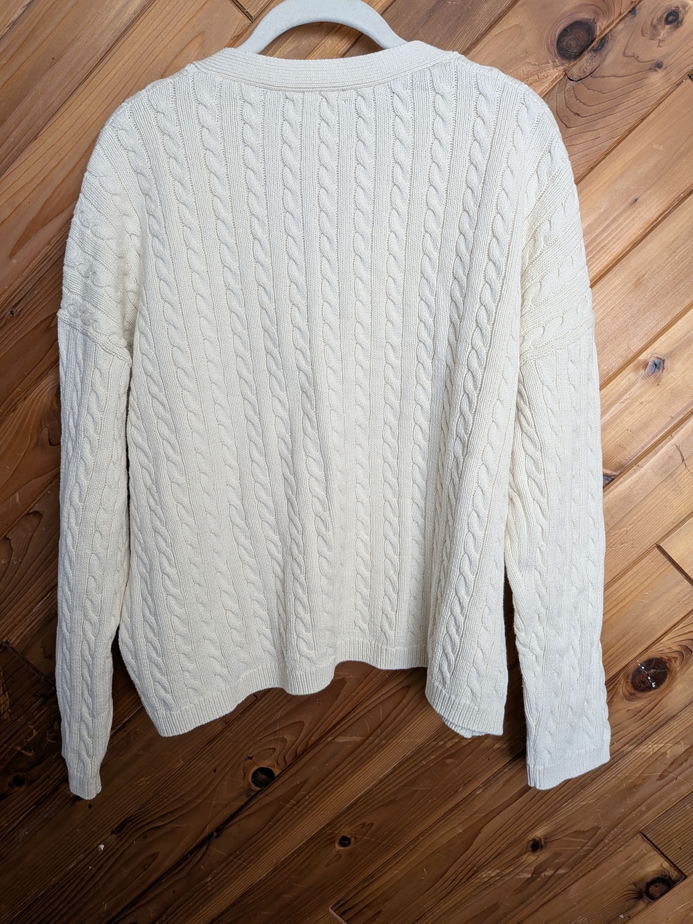 Reformation Eros Cotton Cable Knit Cardigan in Cream / Ivory – Size Medium - Picture 6 of 6